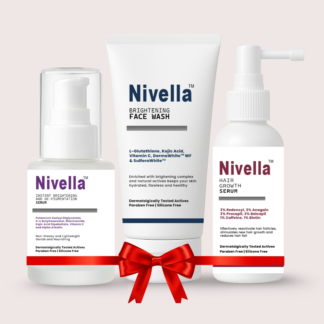 Nivella Ultimate Brightening & Hair Revitalizing Trio – Face Wash, Skin Serum & Hair Growth Serum
